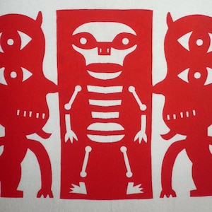 Two Devils and A Skeleton t shirt designed and licensed by Jad Fair - half japanese