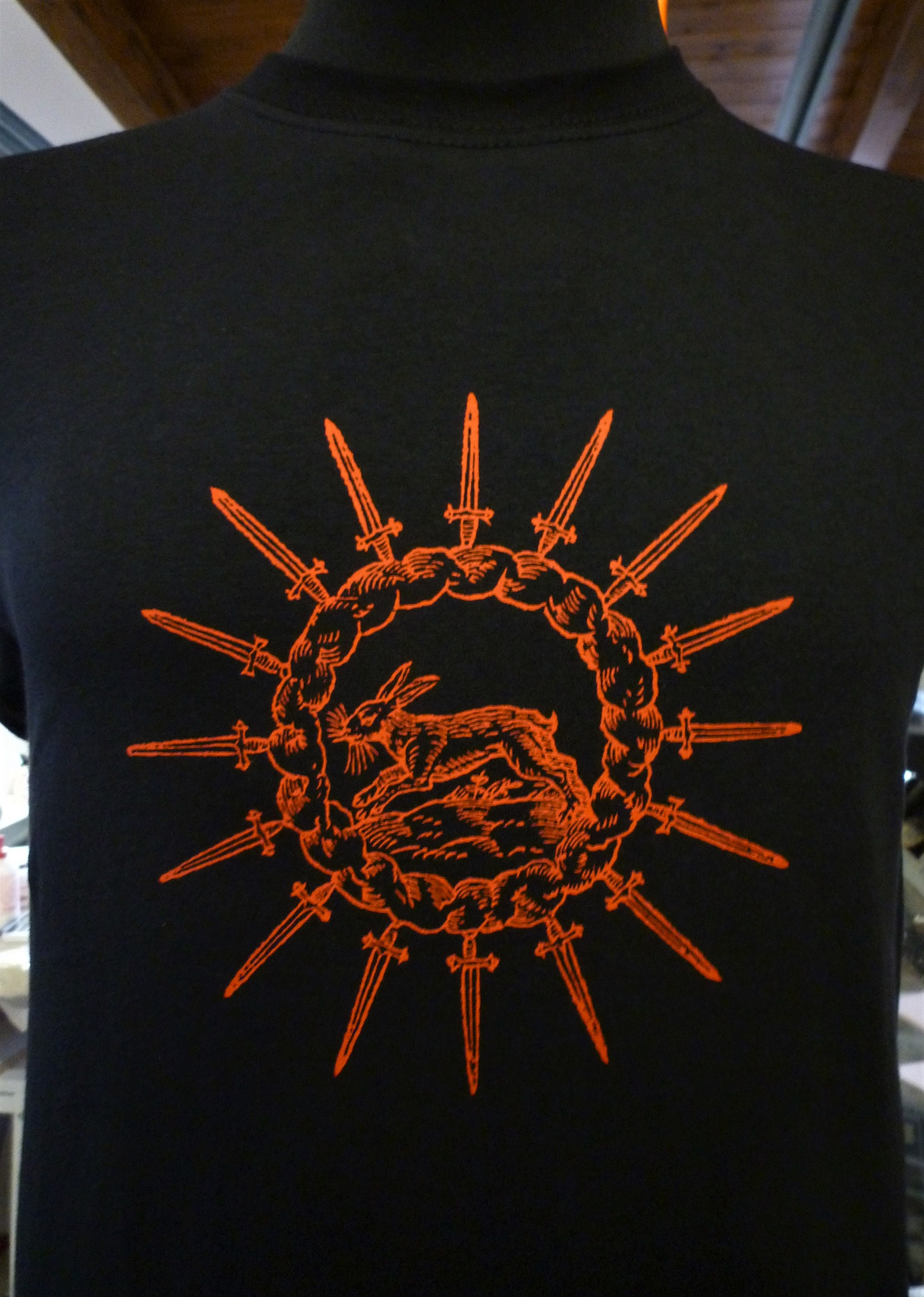Hare t shirt, magic rabbit, medieval french emblema