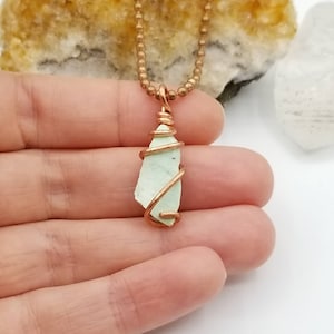 Chrysoprase Necklace | Raw Green Crystal Pendant in Copper | Heart Chakra Healing Jewelry | Emotional Renewal Stone | Gift for Her