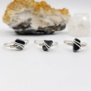 Hematite Ring, Silver Wire Wrapped Ring