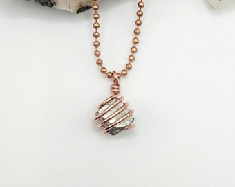 Raw Pyrite Necklace in Copper: Money Attracting & Protection Crystal