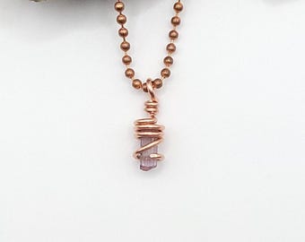 Purple Scapolite Pendant, Copper Wire Wrapped Purple Scapolite Necklace, Crystal Necklace, Raw Crystal Pendant
