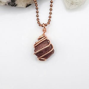 Red Tiger&#39;s Eye Necklace, Copper Wire Wrapped Red Tiger&#39;s Eye Pendant