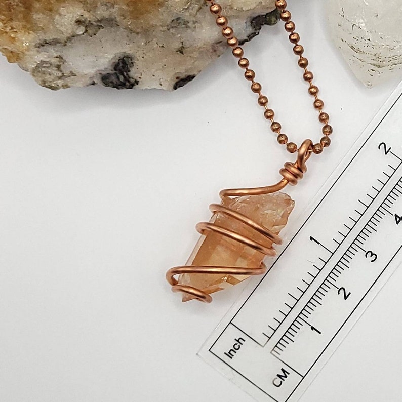 Tangerine Quartz Necklace Copper Wire Wrapped Tangerine Etsy