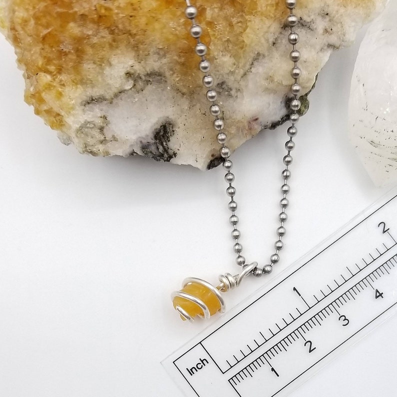 Crystal Healing Wire Wrapped Pendant Mexican Fire Opal Necklace