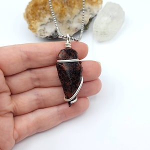 Mahogany Obsidian Arrowhead Necklace | Grounding and Protection Crystal | Silver Wire Wrapped Pendant | Unique Healing Gift