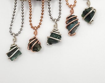 Bloodstone Necklace, Wire Wrapped Bloodstone Pendant, Crystal Healing Jewelry