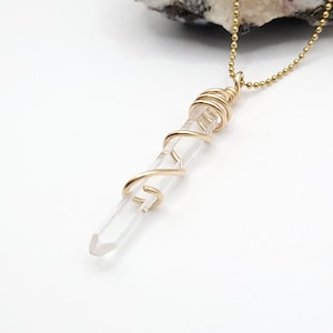 Lemurian Crystal Necklace in Gold | High Frequency Stone | Rare High Vibration Crystal | Lemurian Quartz Pendant bild 7