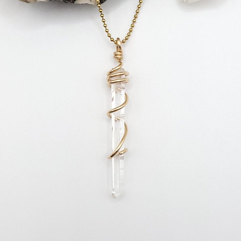 Lemurian Crystal Necklace in Gold | High Frequency Stone | Rare High Vibration Crystal | Lemurian Quartz Pendant bild 5
