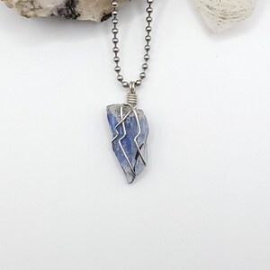 Raw Blue Kyanite Necklace in Silver: Communication & Clarity Crystal