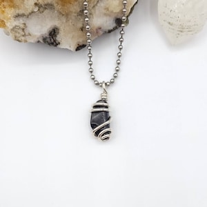 Hypersthene Necklace, Silver Wire Wrapped Hypersthene Pendant, Spectrolite Crystal