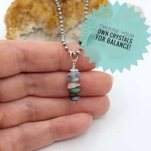 Custom Crystal Necklace in Silver: Pendant for Balance