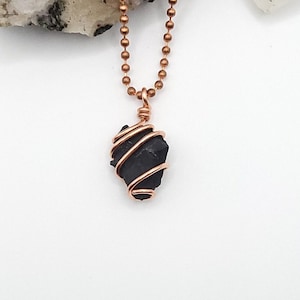 Shungite Necklace, Copper Wire Wrapped Shungite Pendant | Shields from electromagnetic frequency EMF like cell phones Wi Fi and computers