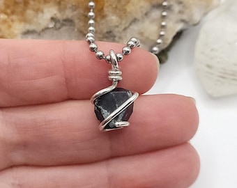 Raw Magnetite Necklace in Silver | Crystal for Commitment, Calming, and Grounding