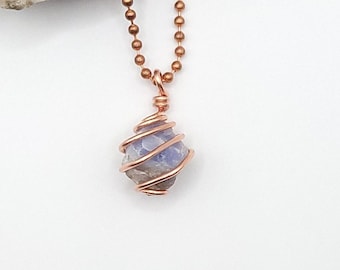 Hackmanite Pendant, Copper Wire Wrapped Hackmanite Necklace, Crystal Necklace, Raw Crystal Pendant