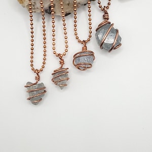 Raw Celestite Necklace in Copper: Calm & Spiritual Connection Crystal
