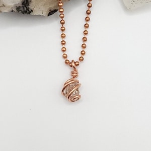 Lake County Diamond Necklace, Copper Wire Wrapped Lake County Diamond Pendant