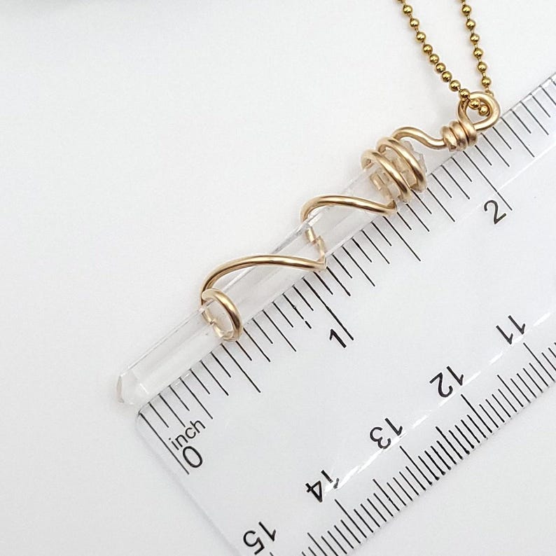 Lemurian Crystal Necklace in Gold | High Frequency Stone | Rare High Vibration Crystal | Lemurian Quartz Pendant bild 8
