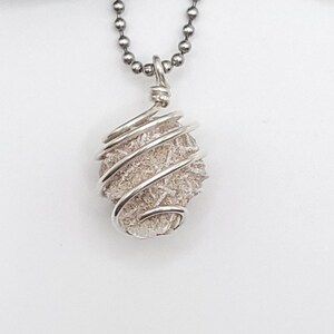 desert rose selenite necklace wrapped in silver wire on silver ball chain