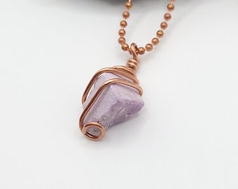 Raw Phosphosiderite Necklace in Copper, Calming Crystal for Inner Peace and Intuition