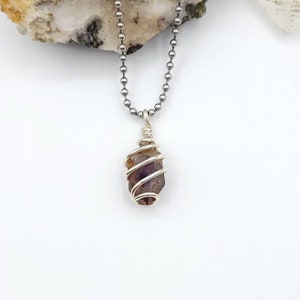 Red Fire Quartz Necklace, Hematoid Quartz, Harlequin Quartz, Silver Wire Wrapped Red Quartz Pendant, Crystal Necklace