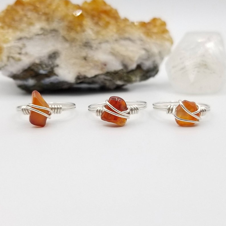 Wire Wrapped Carnelian Circle Earrings Genuine Gemstone Earrings