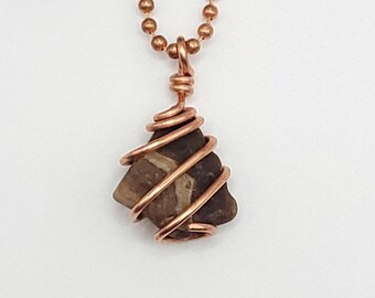 Chocolate Calcite Necklace in Copper: Grounding Crystal Jewelry