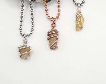 Yellow Kyanite Necklace, Honey Kyanite, Wire Wrapped Pendant, Rare Crystals, Yellow Kyanite Pendant