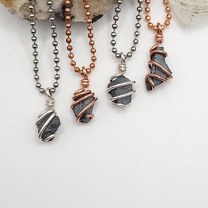 Raw Hematite Necklace, Wire Wrapped Hematite Pendant, Protection Pendant