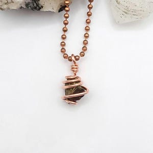 Peacock Ore Necklace, Copper Wire Wrapped Chalcopyrite Pendant