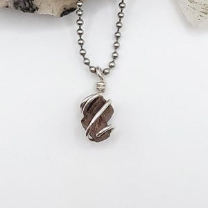 Staurolite Necklace, Silver Wire Wrapped Staurolite Pendant, Fairy Cross Necklace