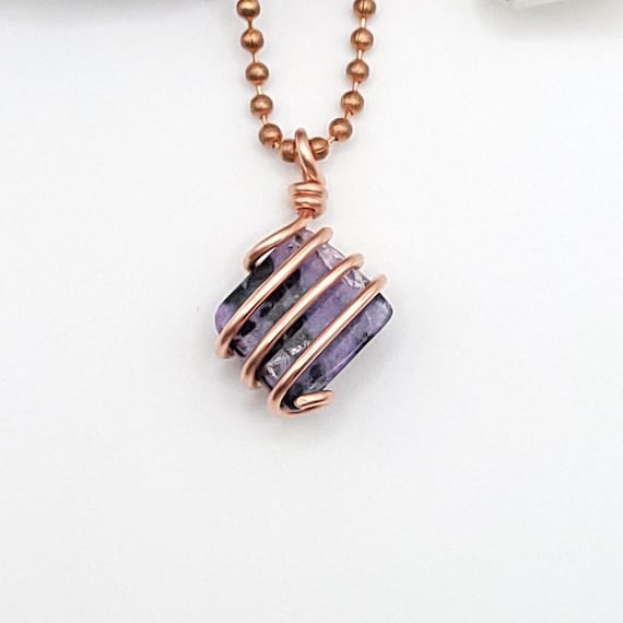 Charoite Necklace in Copper | Crystal for Spiritual Growth and Transformation