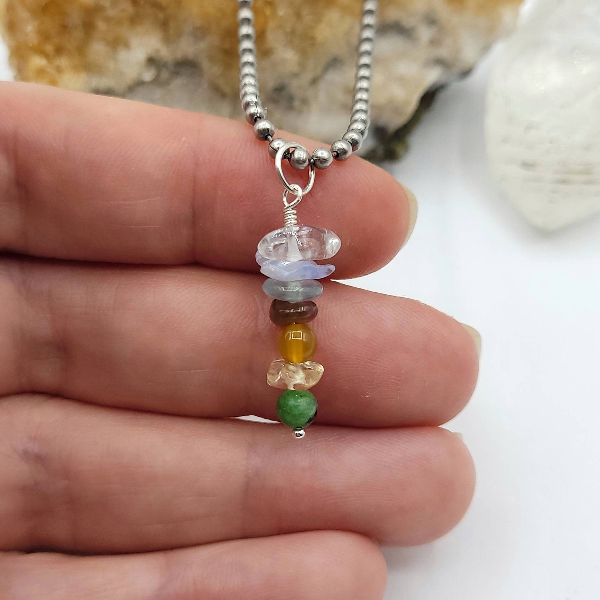 Gemini Chakra Necklace Crystal Healing Gemini Pendant Zodiac Etsy