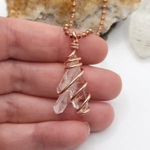 Faden Quartz Crystal Pendant, Copper or Silver Wire Wrapped Faden Quartz Necklace, Crystal Healing Jewelry