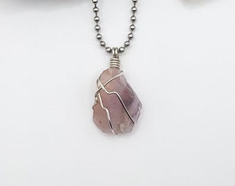 Raw Auralite 23 Crystal Necklace: Sterling Silver Pendant