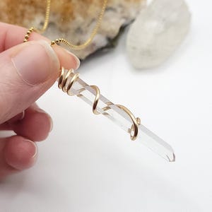Lemurian Crystal Necklace in Gold | High Frequency Stone | Rare High Vibration Crystal | Lemurian Quartz Pendant bild 6