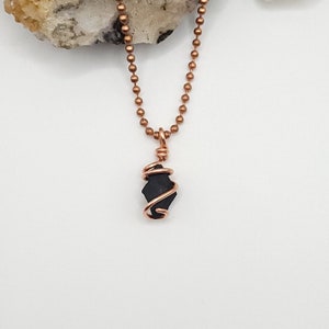 Shungite Necklace, Copper Wire Wrapped Shungite Pendant | Shields from electromagnetic frequency EMF like cell phones Wi Fi and computers