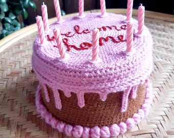 Handmade crochet cake handbag purse.  Coraline inspired . Welcome home
