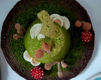 Handmade crochet twisted toadstool mushroom fairy hat.  Size small