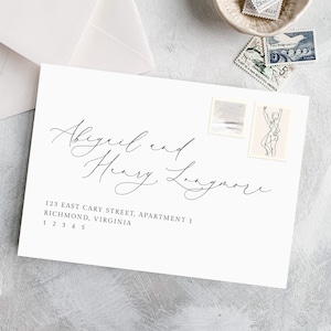Calligraphy Envelope Addressing | No need for a calligrapher with this 100% editable envelope address template in Templett | Abigail