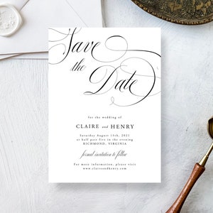 Calligraphy Save the Date Printable Template | Simple Printable Save the Dates that are fully editable online with Templett | Claire