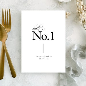 Wedding Table Numbers, Printable Table Number Template, Wedding Reception Table Signs and Decor, Day Of Stationery, Claire