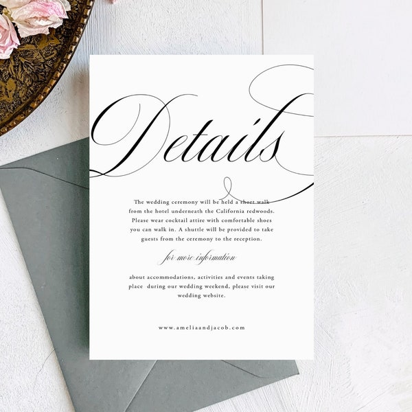 Information Card Template | Printable wedding details card made online with Templett and printable at home in minutes | Claire