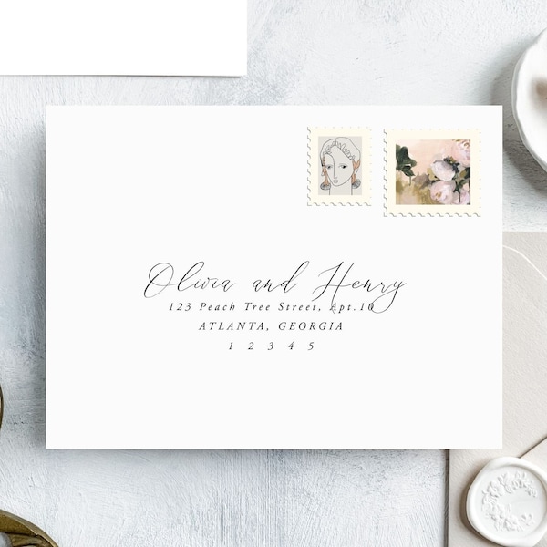 Modern Calligraphy Envelope Template | Print your own envelopes with this 100% editable envelope template for Templett | Olivia