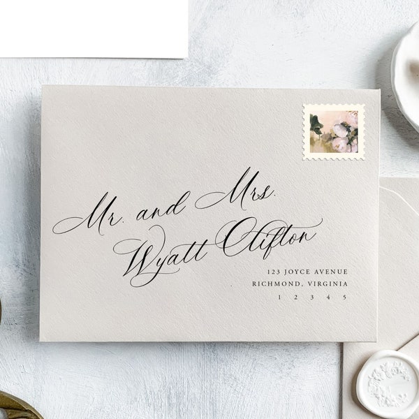Wedding Envelope Template, Modern Calligraphy Envelope Addressing, Christmas Card Envelope, Party Envelope Address Template | Wyatt