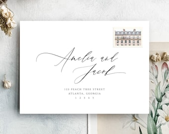 Envelope Address Template | Give your invitation envelopes the calligraphy treatment with this 100% editable address template | Amelia