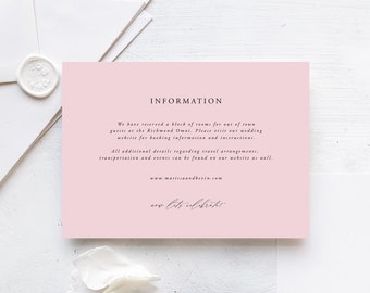 Details Card Template Editable Reception and Accommodations | Etsy