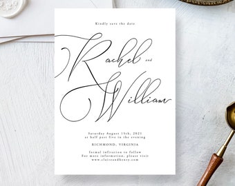 Calligraphy Save the Date Cards | Printable Save the Dates that are fully editable online with Templett | Rachel