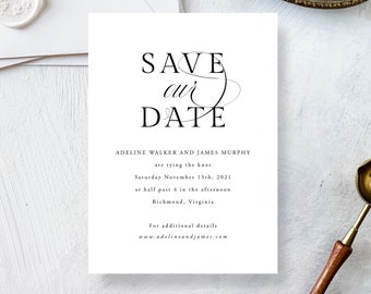 Simple Save the Date Template | Calligraphy Save the Dates that are fully editable online with Templett | Jessica