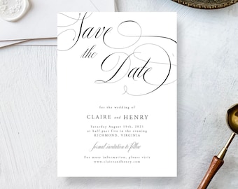 Calligraphy Save the Date Printable Template | Simple Printable Save the Dates that are fully editable online with Templett | Claire